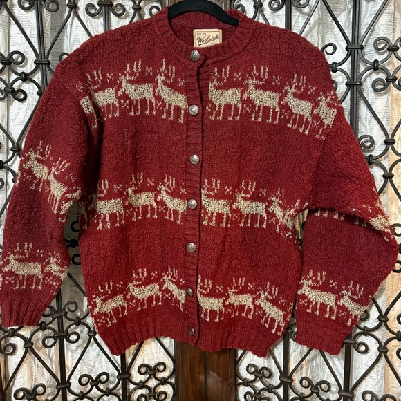 Woolrich Sweaters - Woolrich Red and Cream Knit Cardigan